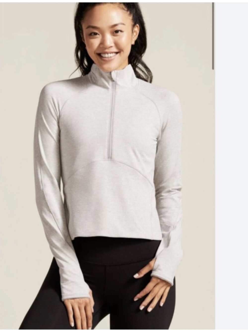 Lululemon Peloton Half Zip Pullover Light Grey Size 4